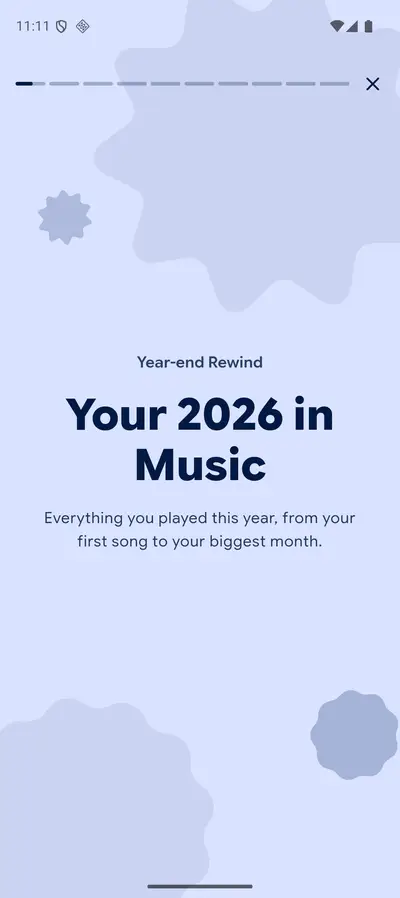 Mornye listening recap intro screen with warm gradient artwork
